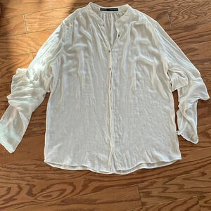 Zara Ruffle sleeve blouse size Large